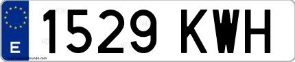 Ejemplo de matrícula española 1529 KWH