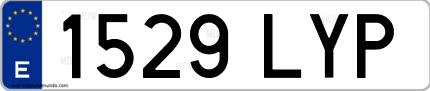 Ejemplo de matrícula de coche ordinaria 1529 LYP