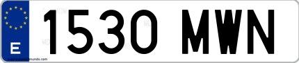 Ejemplo de matrícula española 1530 MWN