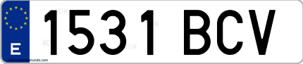 Ejemplo de matrícula de coche ordinaria 1531 BCV