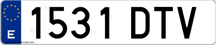 Ejemplo de matrícula de coche ordinaria 1531 DTV