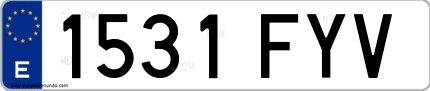 Ejemplo de matrícula española 1531 FYV