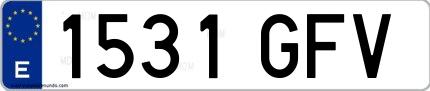 Ejemplo de matrícula española 1531 GFV