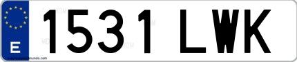 Ejemplo de matrícula española 1531 LWK