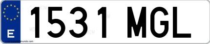 Ejemplo de matrícula española 1531 MGL