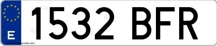 Ejemplo de matrícula española 1532 BFR