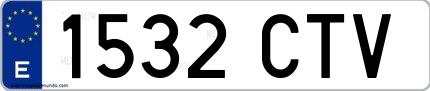 Ejemplo de matrícula española 1532 CTV
