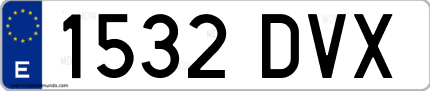 Ejemplo de matrícula de coche ordinaria 1532 DVX