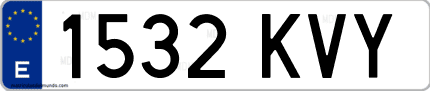 Ejemplo de matrícula de coche ordinaria 1532 KVY