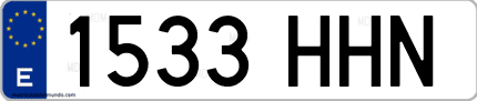 Ejemplo de matrícula de coche ordinaria 1533 HHN