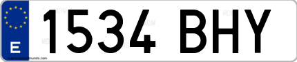 Ejemplo de matrícula de coche ordinaria 1534 BHY