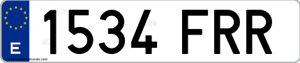 Ejemplo de matrícula de coche ordinaria 1534 FRR
