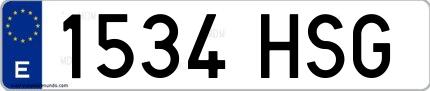 Ejemplo de matrícula española 1534 HSG