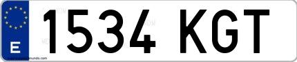 Ejemplo de matrícula española 1534 KGT