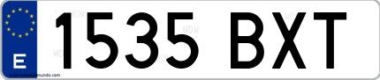 Ejemplo de matrícula española 1535 BXT