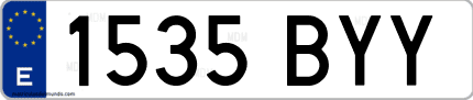 Ejemplo de matrícula de coche ordinaria 1535 BYY