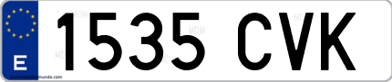 Ejemplo de matrícula de coche ordinaria 1535 CVK