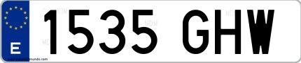 Ejemplo de matrícula española 1535 GHW