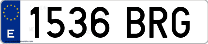 Ejemplo de matrícula de coche ordinaria 1536 BRG