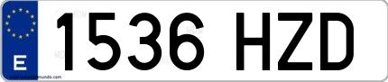 Ejemplo de matrícula española 1536 HZD