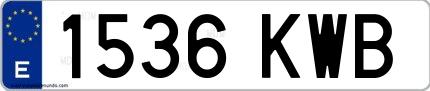 Ejemplo de matrícula española 1536 KWB