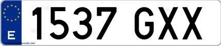 Ejemplo de matrícula española 1537 GXX