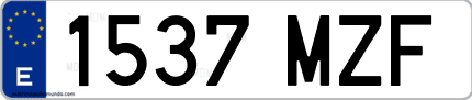 Ejemplo de matrícula de coche ordinaria 1537 MZF