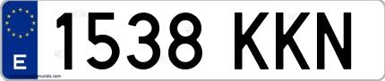 Ejemplo de matrícula española 1538 KKN