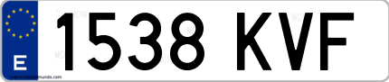 Ejemplo de matrícula de coche ordinaria 1538 KVF