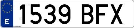 Ejemplo de matrícula española 1539 BFX