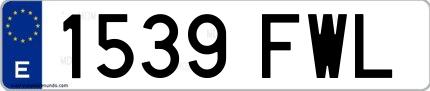 Ejemplo de matrícula española 1539 FWL