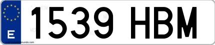 Ejemplo de matrícula española 1539 HBM