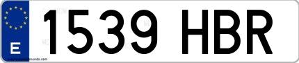 Ejemplo de matrícula española 1539 HBR