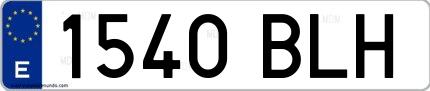 Ejemplo de matrícula española 1540 BLH