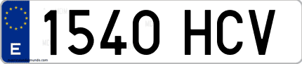 Ejemplo de matrícula de coche ordinaria 1540 HCV