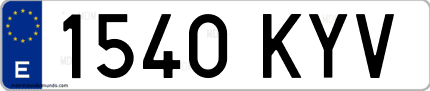 Ejemplo de matrícula de coche ordinaria 1540 KYV