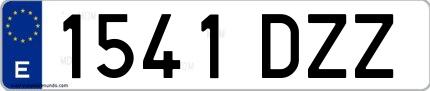 Ejemplo de matrícula española 1541 DZZ
