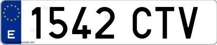 Ejemplo de matrícula española 1542 CTV