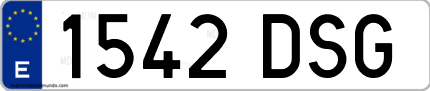 Ejemplo de matrícula de coche ordinaria 1542 DSG