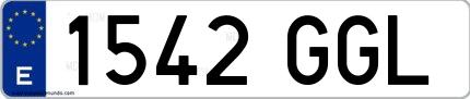 Ejemplo de matrícula española 1542 GGL