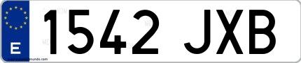 Ejemplo de matrícula española 1542 JXB