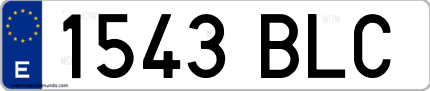 Ejemplo de matrícula de coche ordinaria 1543 BLC