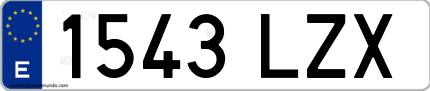 Ejemplo de matrícula de coche ordinaria 1543 LZX
