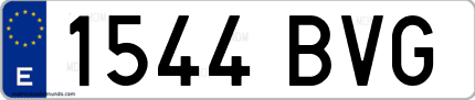 Ejemplo de matrícula de coche ordinaria 1544 BVG