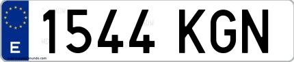 Ejemplo de matrícula española 1544 KGN
