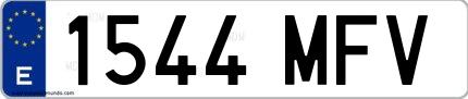 Ejemplo de matrícula española 1544 MFV