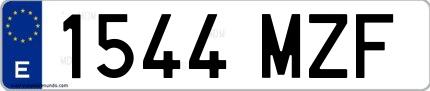 Ejemplo de matrícula española 1544 MZF