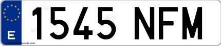 Ejemplo de matrícula española 1545 NFM