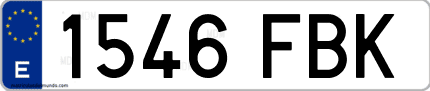 Ejemplo de matrícula de coche ordinaria 1546 FBK
