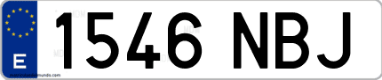 Ejemplo de matrícula de coche ordinaria 1546 NBJ